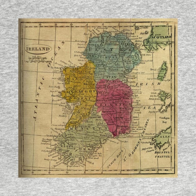 Vintage Map of Ireland (1808) by Bravuramedia